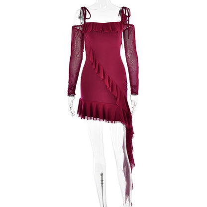 Autumn off Neck Strap Tube Top Dress Women Sexy Backless Sheath Fishtail Dress by Ragazza
