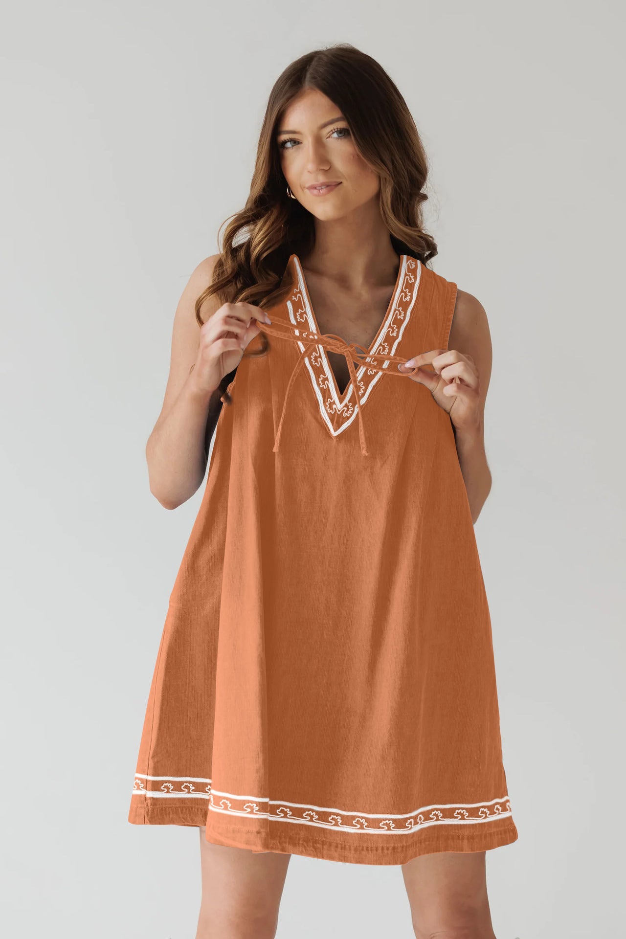 Summer Street Hipster V neck Sleeveless Embroidered Vest Denim Dress by Ragazza