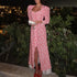Printing Word Dress Women Square Collar Long Sleeve High Waist Office Dress by Ragazza