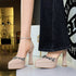 Sexy Rhinestones Buckle Double Layer Waterproof Platform Ultra High Heel Patent Leather Hollowed Sandals Women  DestGlow