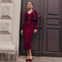 Autumn Winter Long Sleeve Knitted Dress Button Split Russia Hip Wrapped Sweater Cardigan Dress No Belt by Ragazza