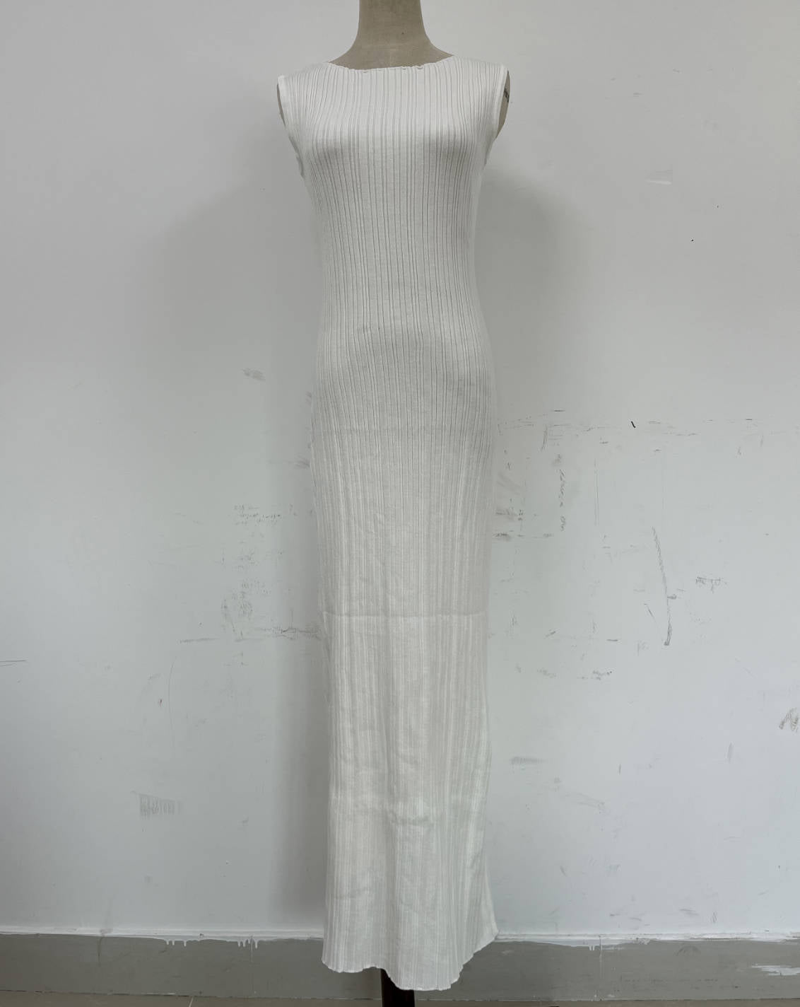 Covering Yarn Slimming Sleeveless Knitted Maxi Dress Casual Waist Tight Messy Sunken Stripe Maxi Dress Women by Ragazza