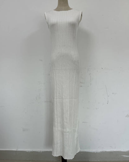 Covering Yarn Slimming Sleeveless Knitted Maxi Dress Casual Waist Tight Messy Sunken Stripe Maxi Dress Women by Ragazza