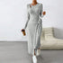Autumn Winter Women Clothes Knitted Gray Dress Irregular Asymmetric Maxi Dress by Ragazza