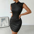 Chinese Hip Embroidered Stand Collar Black Cheongsam Dress by Ragazza