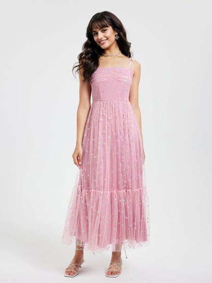 Graceful Summer Mesh High Waist Tied Dress by Ragazza