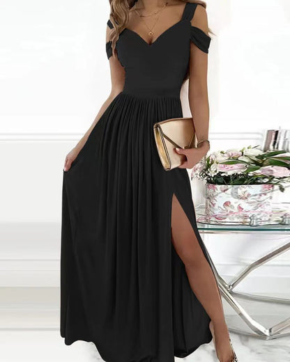 Women Clothing Maxi Dress Printed V neck Elegance Sleeveless Sexy Slit Dress by Ragazza
