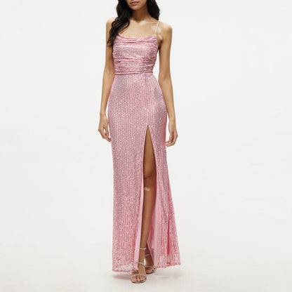 Spring Summer Dress Sleeveless Cami Dress Slim Fit Sheath Sequined Dress by Ragazza