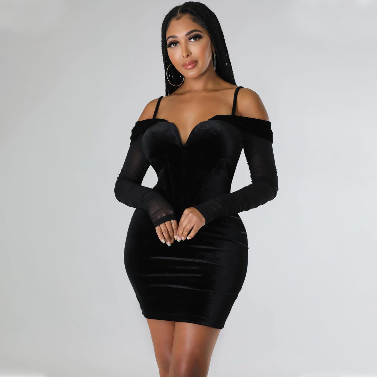 Autumn Winter Women Clothing Sexy Tight Mesh Long Sleeve Dress Women by Ragazza