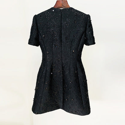 Elegant Graceful Jacquard Heavy Industry Beads Short Sleeve Dress Two Piece by Ragazza