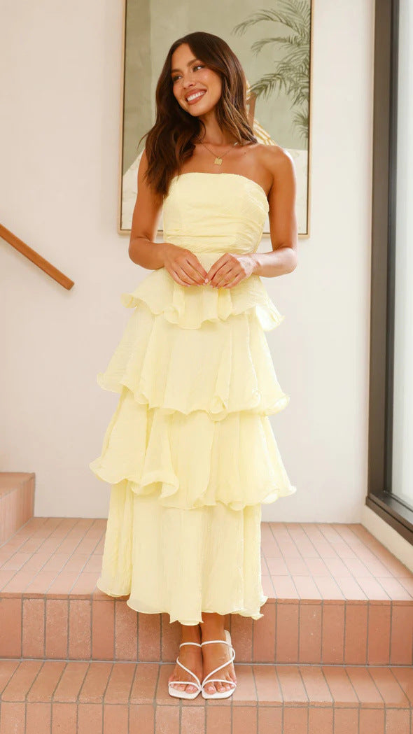 Summer Sexy Tube Top Backless Tiered Dress by Ragazza