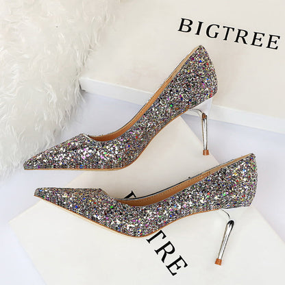 Sexy Nightclubs Thinner High Heels Women Shoes Stiletto Heel Sparkle Sequ Pumps  DestGlow