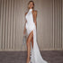 Women Clothing Solid Color Mesh Patchwork Slit Halter Sexy Backless Elegant Dress by Ragazza