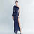 Craft Ostrich Feather Decorative Diagonal Shoulder Roman Collar Side Slit High End Evening Dress by Ragazza