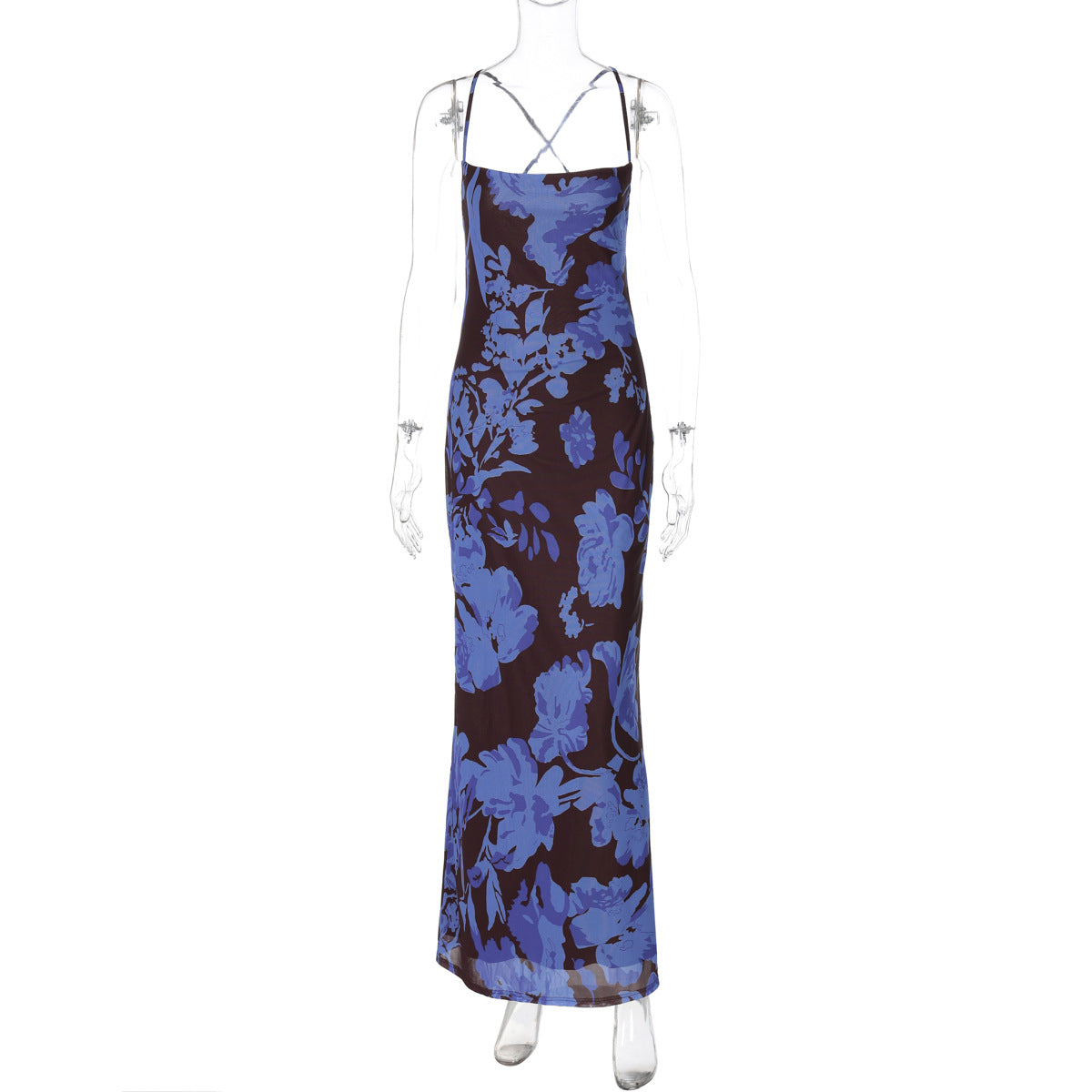 Summer Women Clothing French off Neck Strap Backless Long Printed Dress by Ragazza