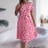 Valentine Day Gift Spring Summer Casual Contrast Color Love Heart Short Sleeve Waist Controlled Pleated Dress Women Clothing by Ragazza