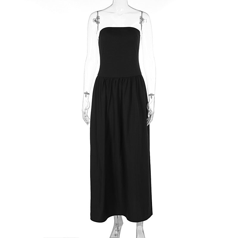Women Clothing Summer Wrapped Chest Sexy Slimming Beam Waist Pleated A line Dress by Ragazza
