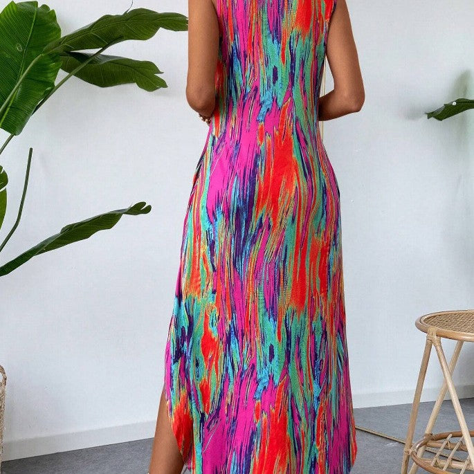 Summer Printed Sleeveless Slim Fit Slim Fit Sleeveless Dress by Ragazza