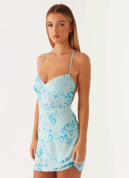 Women Clothing Sequined Embroidered Dress Sexy Backless Spaghetti Straps Dress Wome Summer by Ragazza
