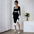 Autumn Winter Long Sleeve Hepburn Black White Color Matching Ruffled Slim Dress for Women by Ragazza