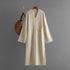 Autumn Winter V neck Solid Color Casual Loose Knitted Dress Split Long Sleeve Long Dress  DestGlow