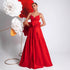 Big Bowknot Red Slip Dress Deep V Plunge Waist Tight Socialite Light Luxury Cocktail Party Evening Dress by Ragazza