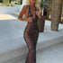 Women Clothing Sexy Sling See through Beaded Dress  DestGlow