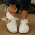 Hollow Out Cutout out Breathable Velcro Thick Bottom Cool Women Wedge Stitching Toe Cap Beach Slippers  DestGlow