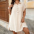 Plus Size Women Loose Pleated Shirt Dress Women Collared Short Sleeve Pocket Vacation Dress by Ragazza