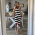 Dress Summer Striped V Neck Slit Hemline At Hem Casual Loose Dress by Ragazza