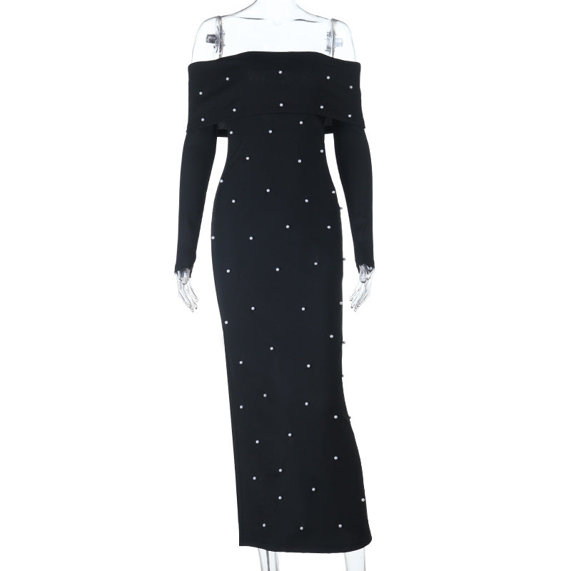 Beaded off Shoulder Dress Spring Slim Fit Evening Dress by Ragazza