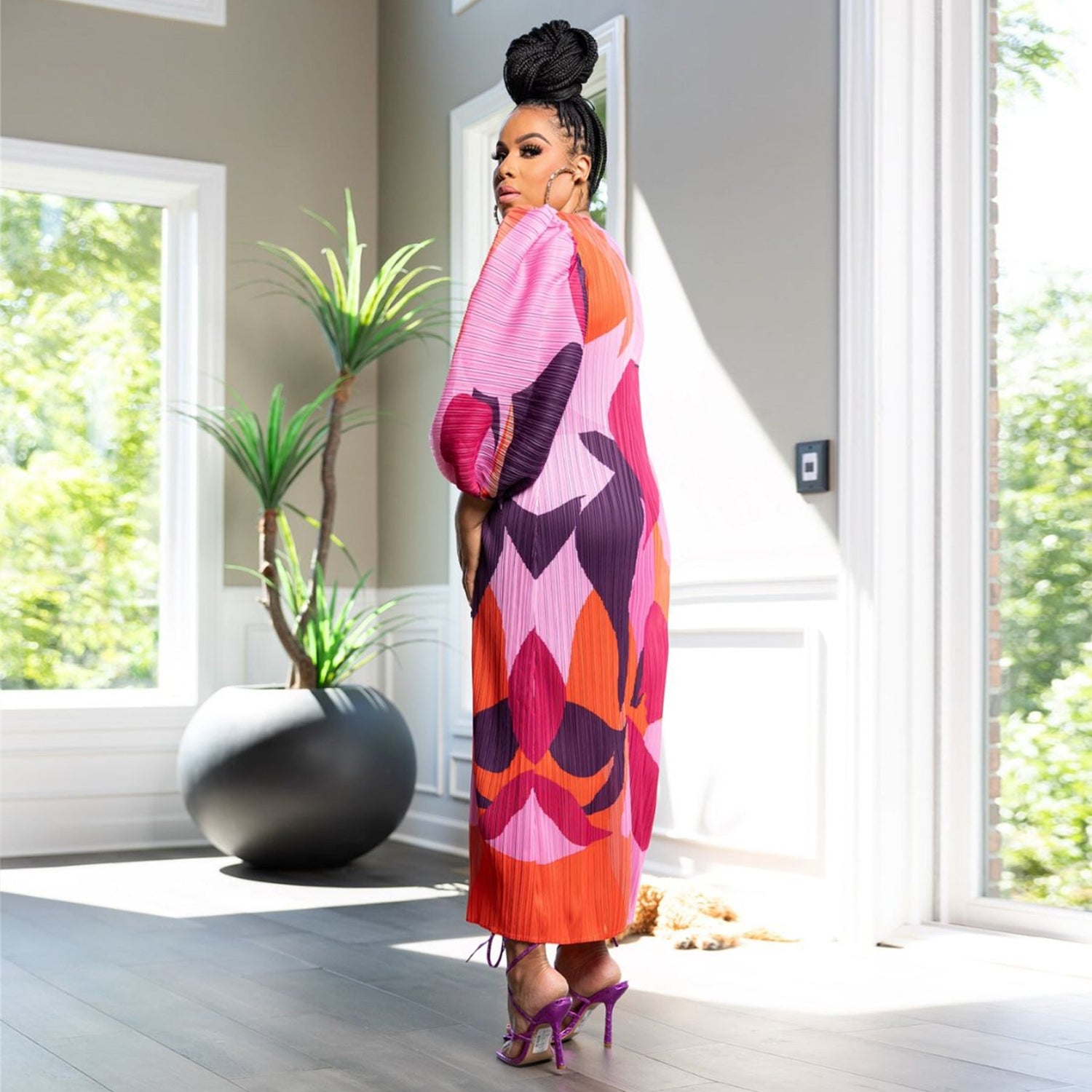 Women Wear Lantern Sleeve Pleated Dress by Ragazza
