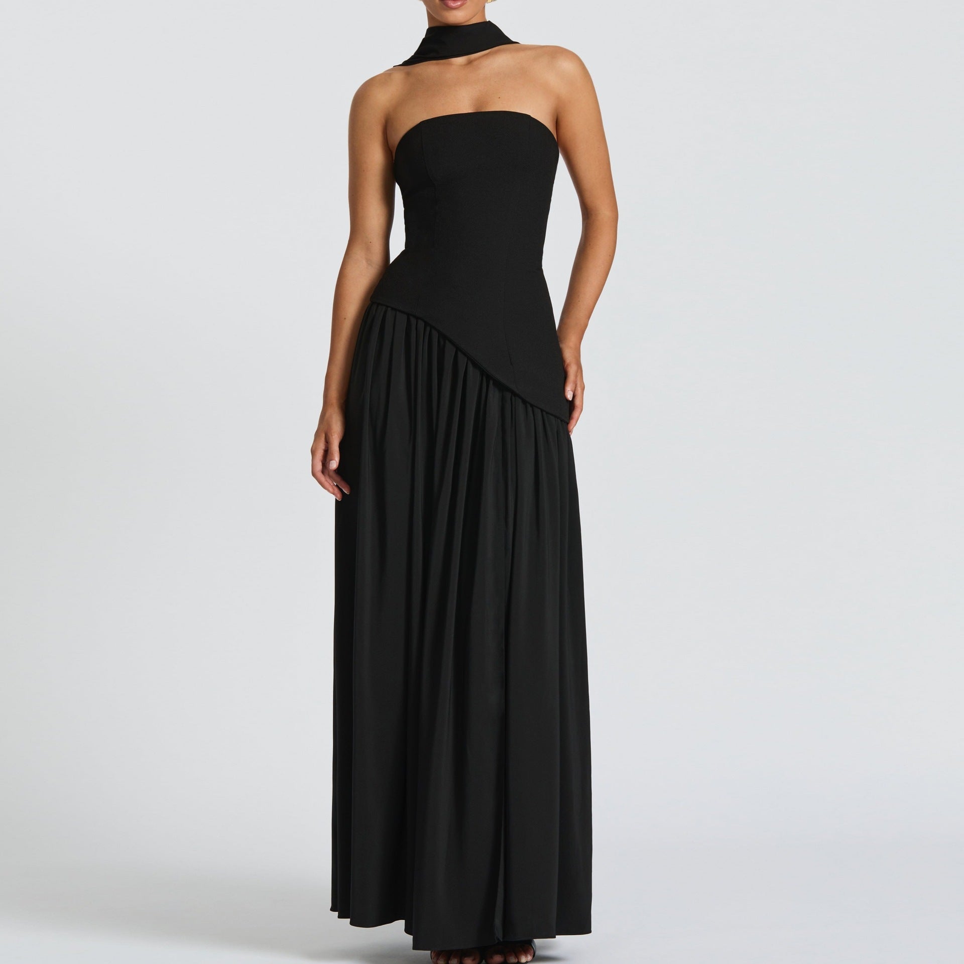 Summer Women Sexy Patchwork Backless Tube Top Solid Color Split Dress by Ragazza