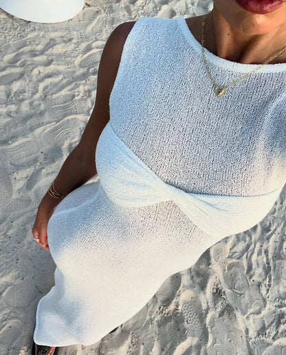 Sleeveless Tight Dress Women round Neck Knitted Solid Color Beach Summer Dress Women Clothing by Ragazza