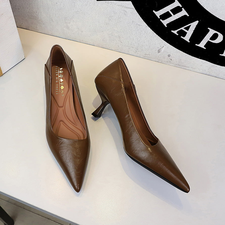 French Work Comfortable All Match Office Work Pointed High Heels Women Stiletto Heel Non Wear Feet Classy Shoes  DestGlow