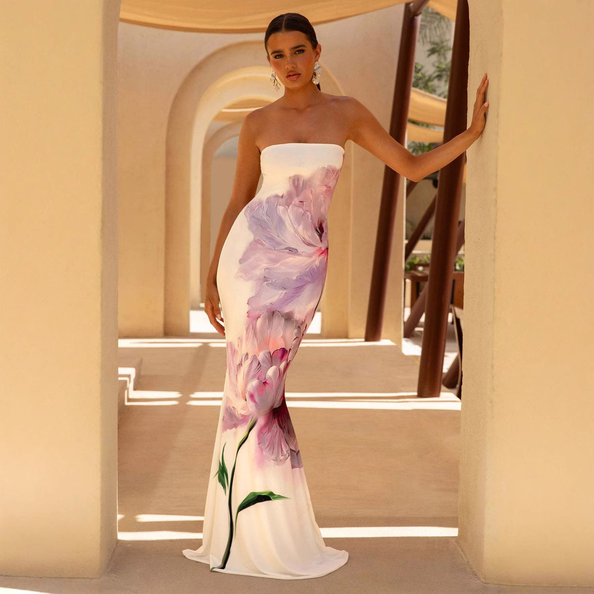 Summer High Class Elegant Sexy Bandeau Slim Fit Long Holiday Dress by Ragazza