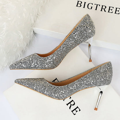 Sexy Nightclubs Thinner High Heels Women Shoes Stiletto Heel Sparkle Sequ Pumps  DestGlow