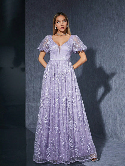 Bubble Sleeve Split Dress Sweet Fairy Photo Shoot Birthday Dress Embroidered Mesh by Ragazza