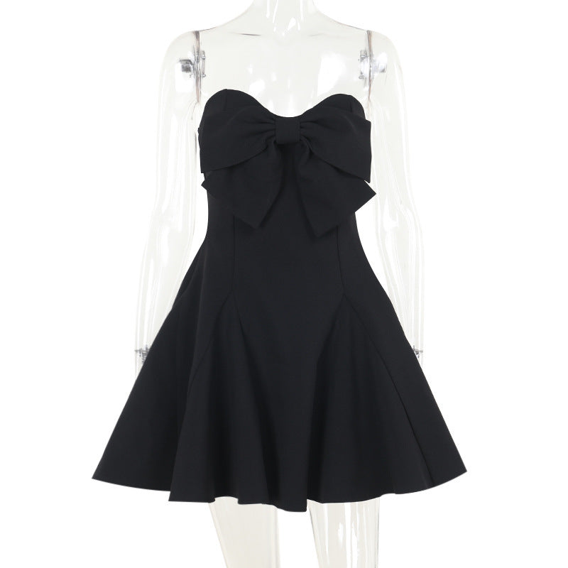 Autumn Elegant Sexy Slim Fit Bow Tube Top Short Type Dress Women by Ragazza