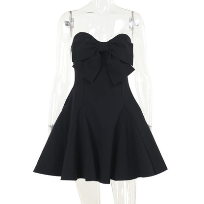 Autumn Elegant Sexy Slim Fit Bow Tube Top Short Type Dress Women by Ragazza