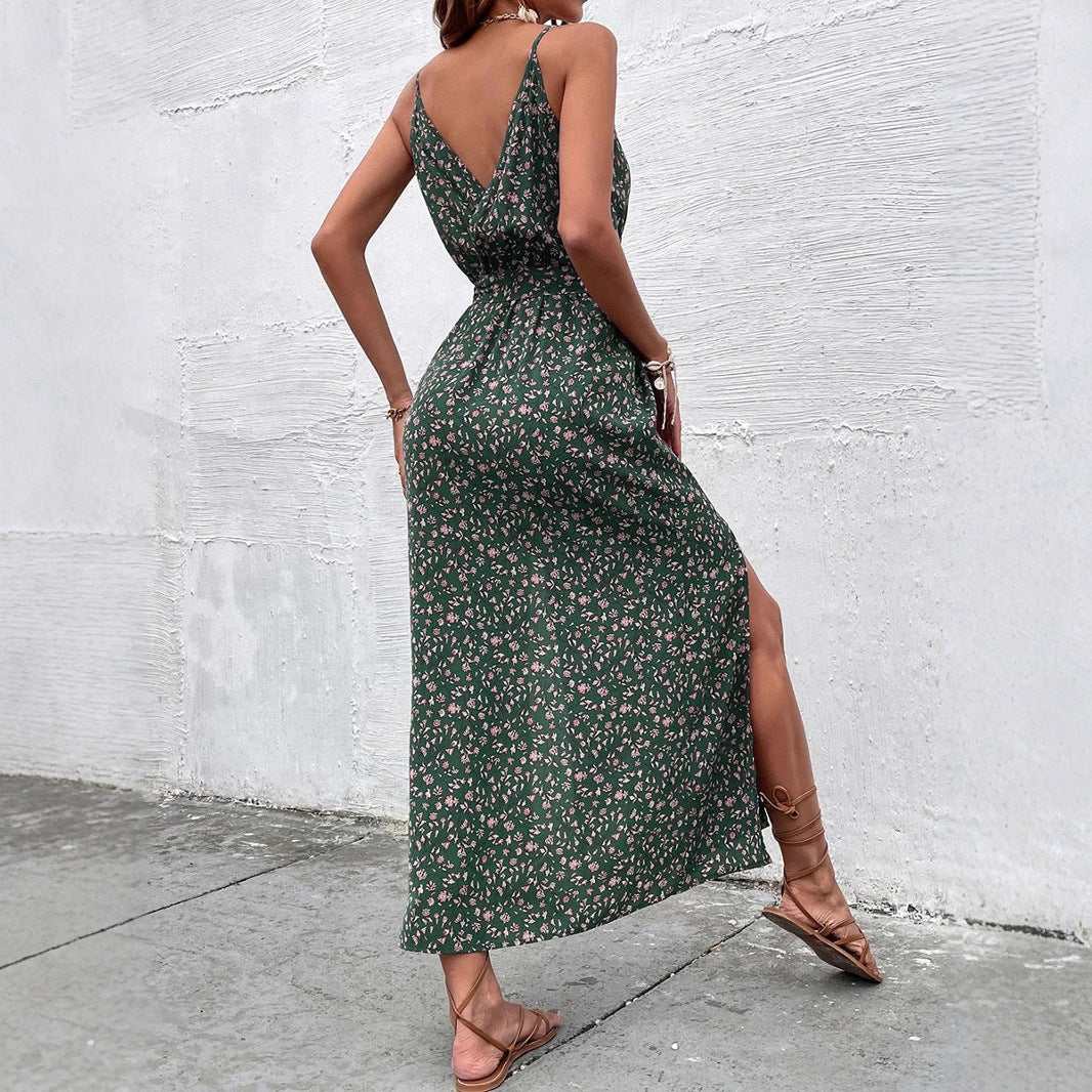 Women Clothes Summer Bohemian Strap Dress Printed Long Slit Maxi Dress by Ragazza