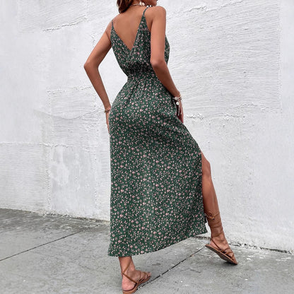 Women Clothes Summer Bohemian Strap Dress Printed Long Slit Maxi Dress by Ragazza