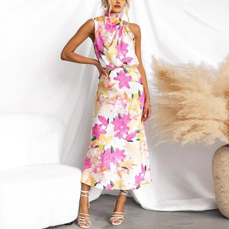 Summer Women Clothing Floral Print Sleeveless Strap Dress by Ragazza