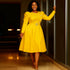 Puff Sleeve Waist A line Dress Retro Slimming Elegant Party Dress Women Dresses by Ragazza