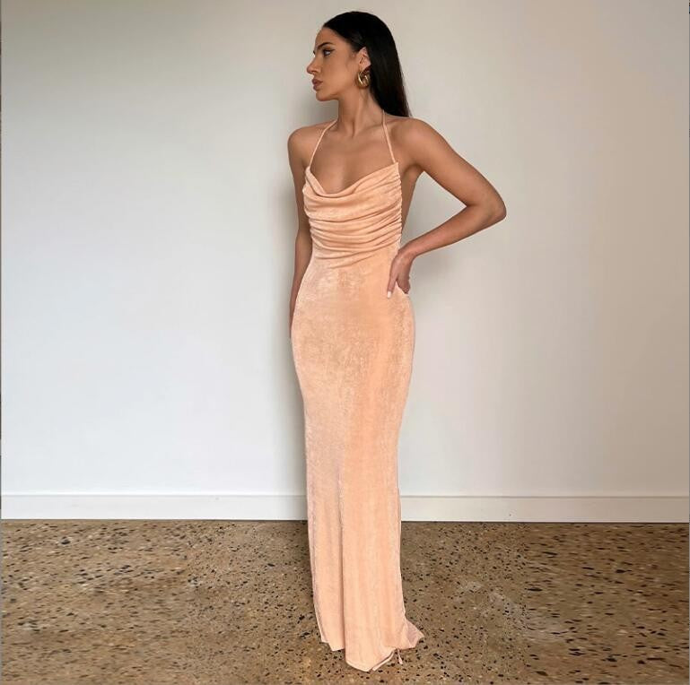 Clothing Summer Sexy Slim Dress Lace up Backless Sheath Dress Long Dress for Women by Ragazza