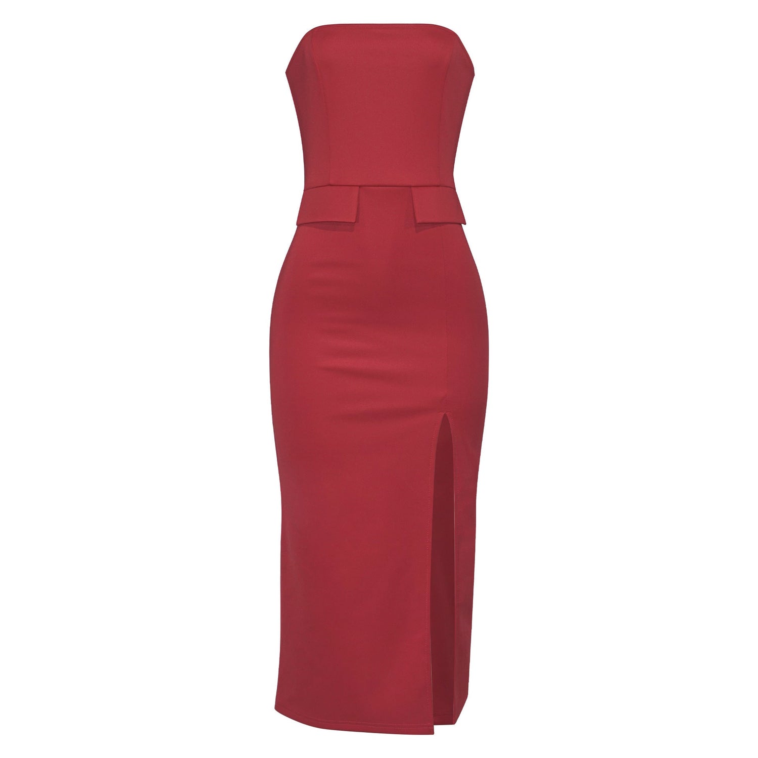 Solid Color Pocket Sleeveless Sexy Bandeau Slim Fit High Waist Short A line Dress by Ragazza