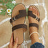 Metal Buckle Rhinestone Toe Ring Slippers Women Outer Wear Flat All Match Casual Beach Sandals  DestGlow