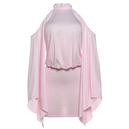 Summer Women Clothes Flared Sleeves Sexy Chain Decoration Backless Slim Fit Sheath Dress Women  DestGlow