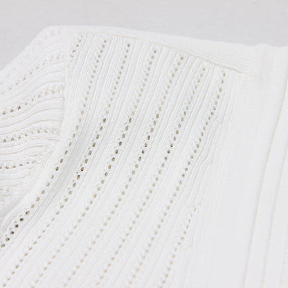 Goods High Quality Knitted Fabric V neck Slim Slimming Short Sleeve Dress  DestGlow