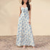 Four Sided Stretch Strap Dress Sexy Printed Wooden Ear Decoration Waist Slimming Maxi Dress  DestGlow